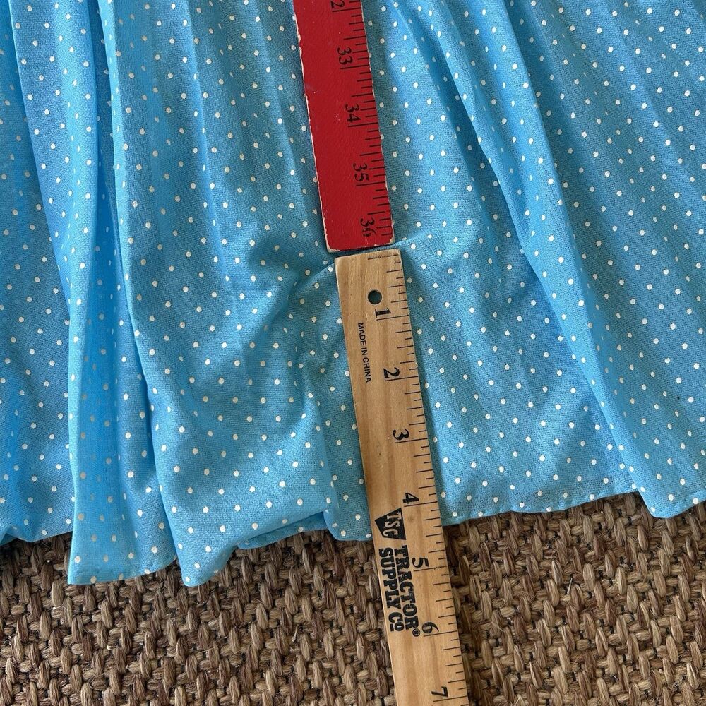 Vintage Blue Polka Dot Dress Woman’s Small Prairie Dress Sheer Country READ - Picture 6 of 8